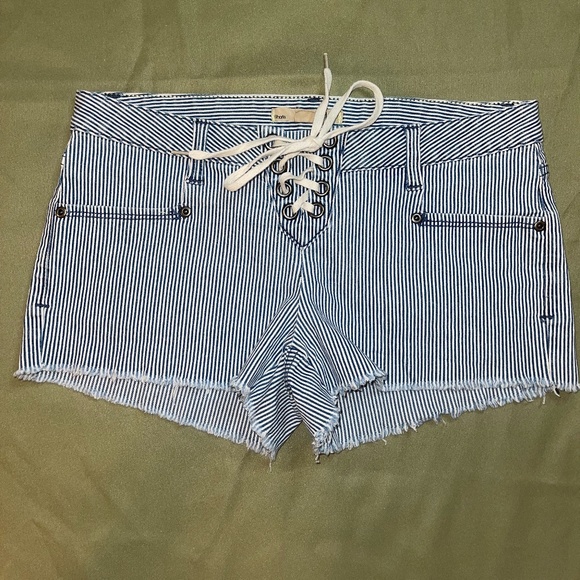 Jean Striped Shorts - Picture 1 of 5